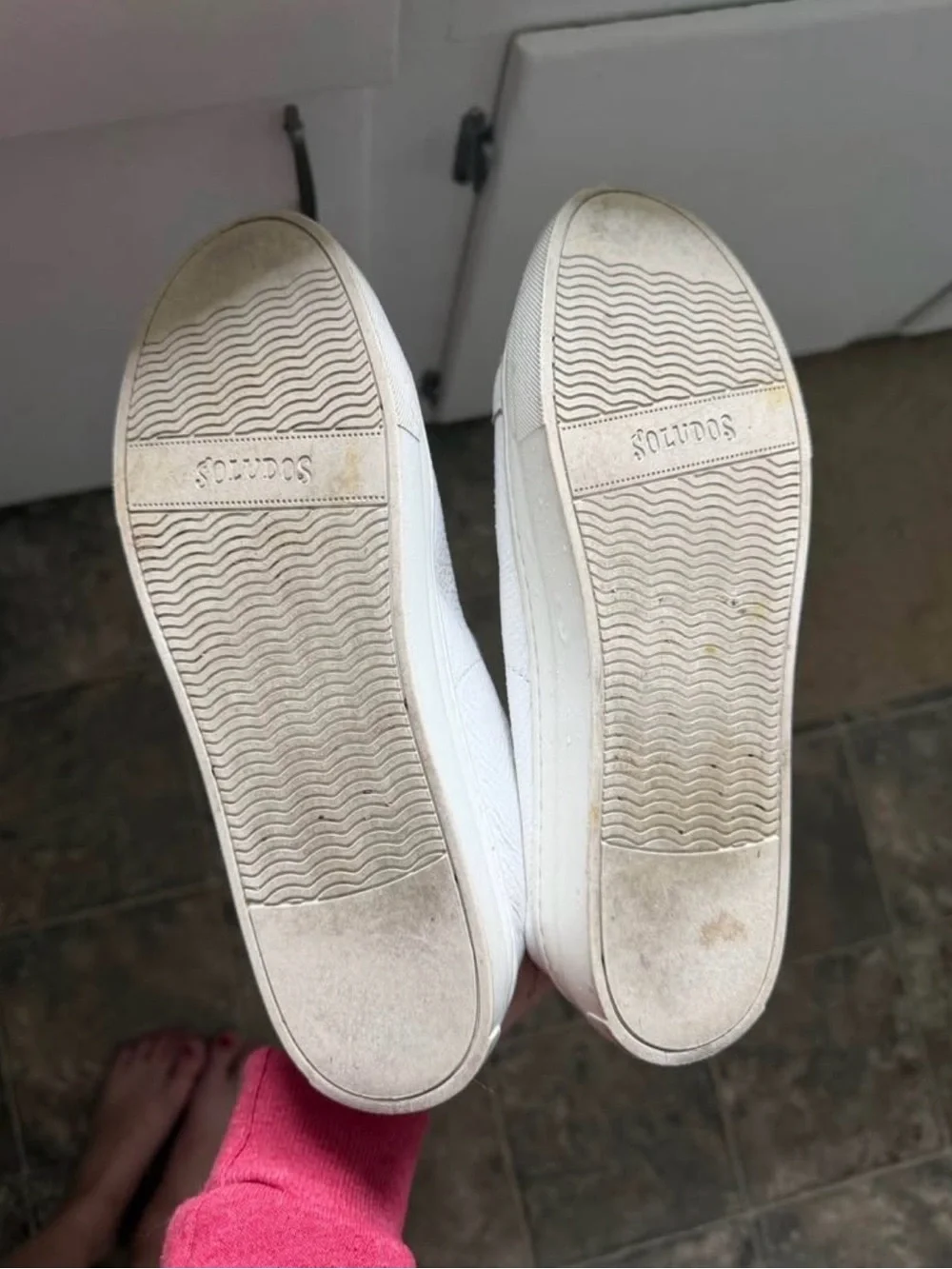 Soludos Cream White Platform Leather Sneakers